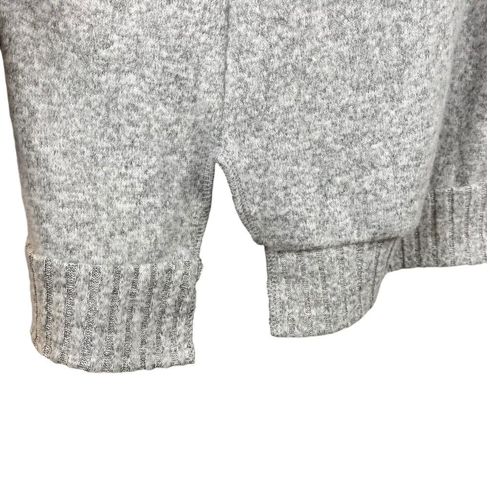Adrienne Vittadini Sweater XL Mock Neck Light Gray 3/4 Sleeve Asymeterical Zip - Picture 8 of 14